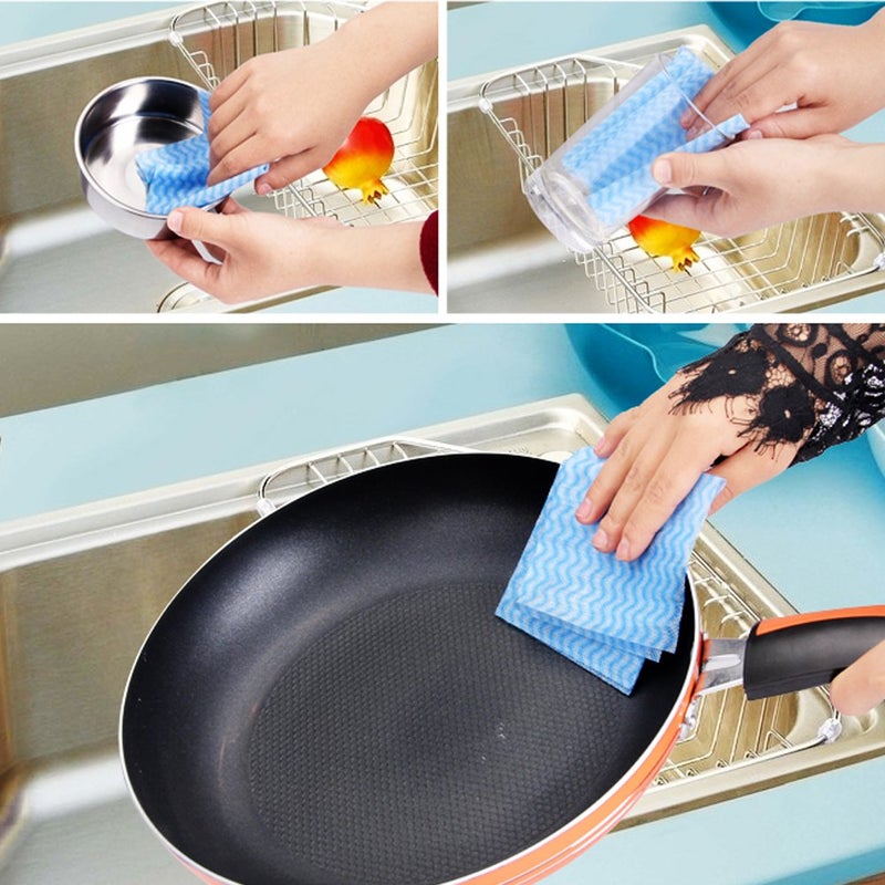 VANTIYAUS Disposable Cleaning Towel (2 Rolls /100pcs) Paper Towels Multipurpose Fabric OTP Nonwovens Non-Woven Kitchen Disposable Nonstick Wiping Rag House Cleaning Cloth Washcloth Towel - Image 2